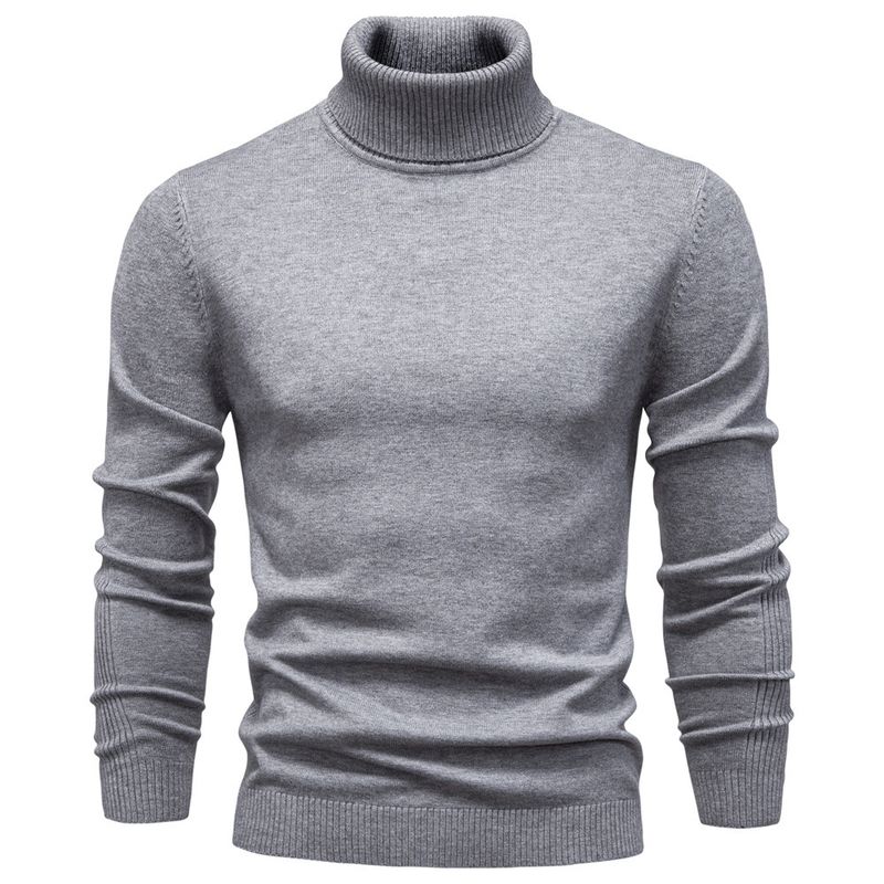 Herfst Winter Nieuwe Effen Kleur Pullover Hoge Hals Heren Casual Gebreide Trui_voghion.com