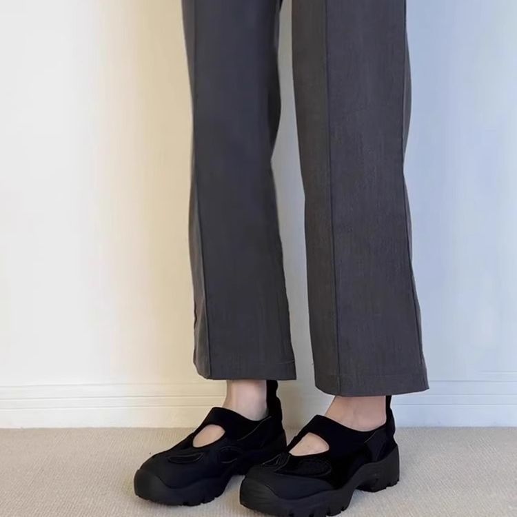 Self-retained Version ~ Mesh Outer Wear Running For Women With Thick Sole And Round Toe, One-Strap Lazy Single Shoes_voghion.com