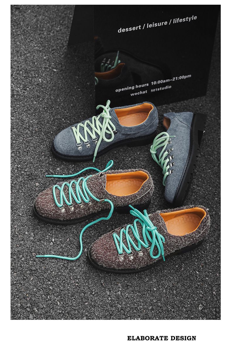 Men's Casual Streetwear Derby Shoes With Thick Sole & Color Blocking Design - Comfortable For Business & Outdoor Wear_voghion.com