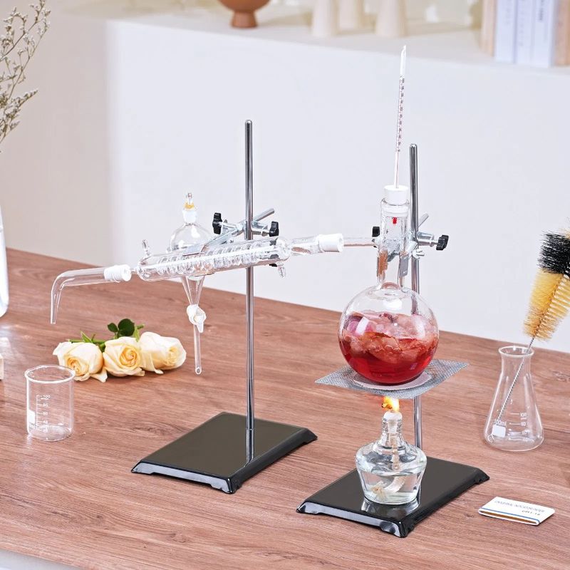 Kit Boro Glassware With Distillation Alcohol Lamp, Lab Distillation Apparatus, Oil 3.3 Distillation Essential Ceram Kit, 500ml_voghion.com