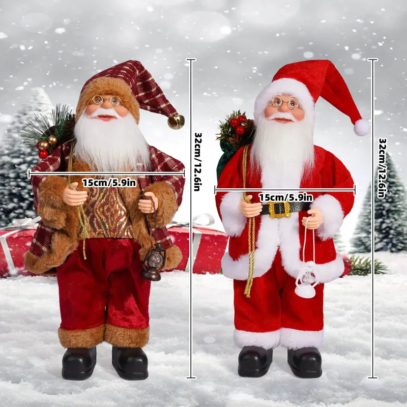 Weihnachten 12-Zoll-Weihnachtsmannfigur Stehende Weihnachtsmannpuppe Fensterdekoration Weihnachtsdekoration Weihnachtsgeschenke Geburtstagsgeschenk_voghion.com