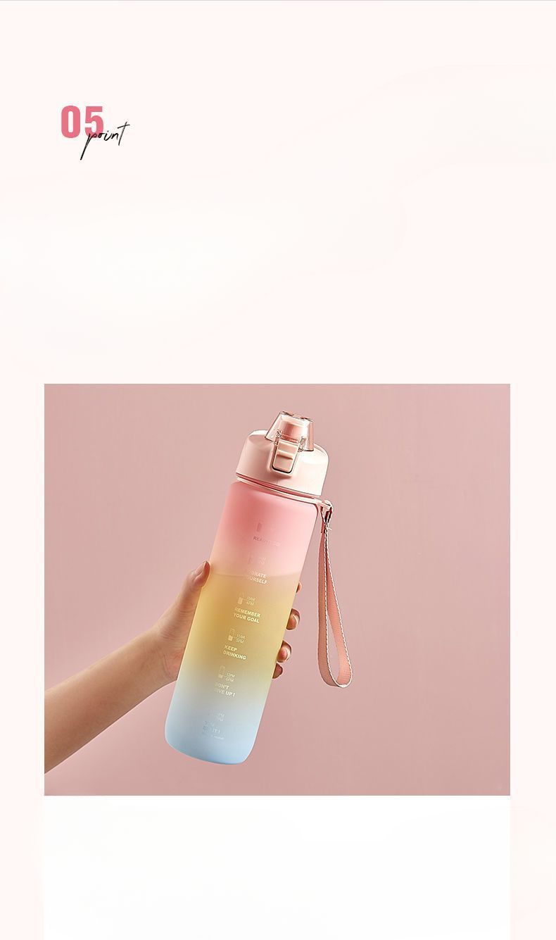 Hochwertige Sportflasche mit Farbverlauf für Damen, tragbare Wasserflasche mit großem Fassungsvermögen für den Sommer, hochtemperaturbeständig_voghion.com