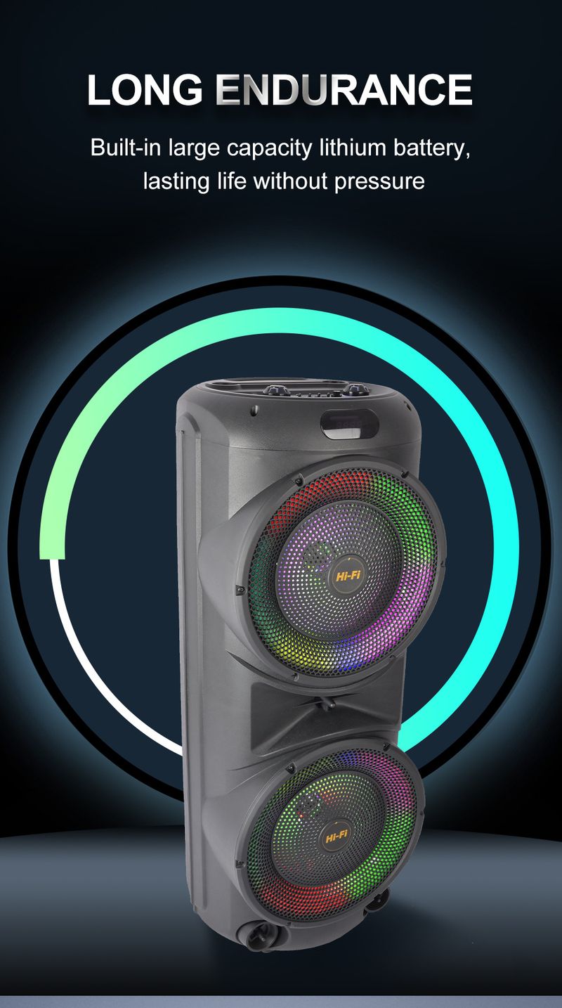 ZQS12206 Dual 10-inch Square Dance Speaker Bass Wireless Microphone Bluetooth Speaker_voghion.com