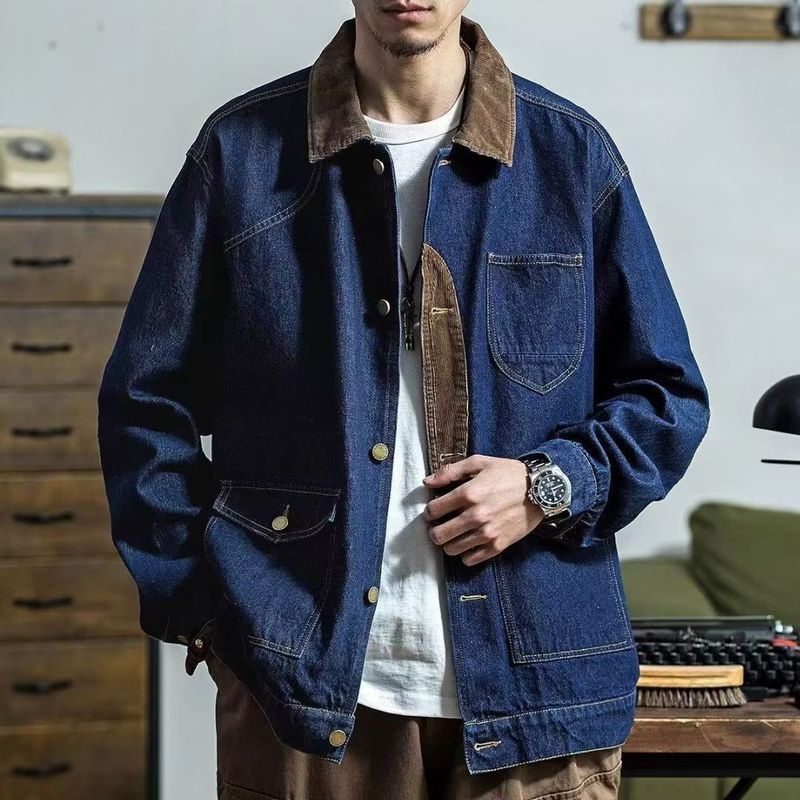 Arbeitskleidung im amerikanischen Stil, Jagdjacke, gewaschener Mantel für harte Kerle, trendiges Jeanshemd für Herren_voghion.com