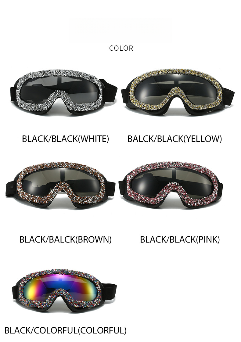 Nuovi occhiali da sci da esterno con parabrezza tempestati di diamanti, resistenti alla sabbia e alla polvere, ideali per la guida in moto_voghion.com