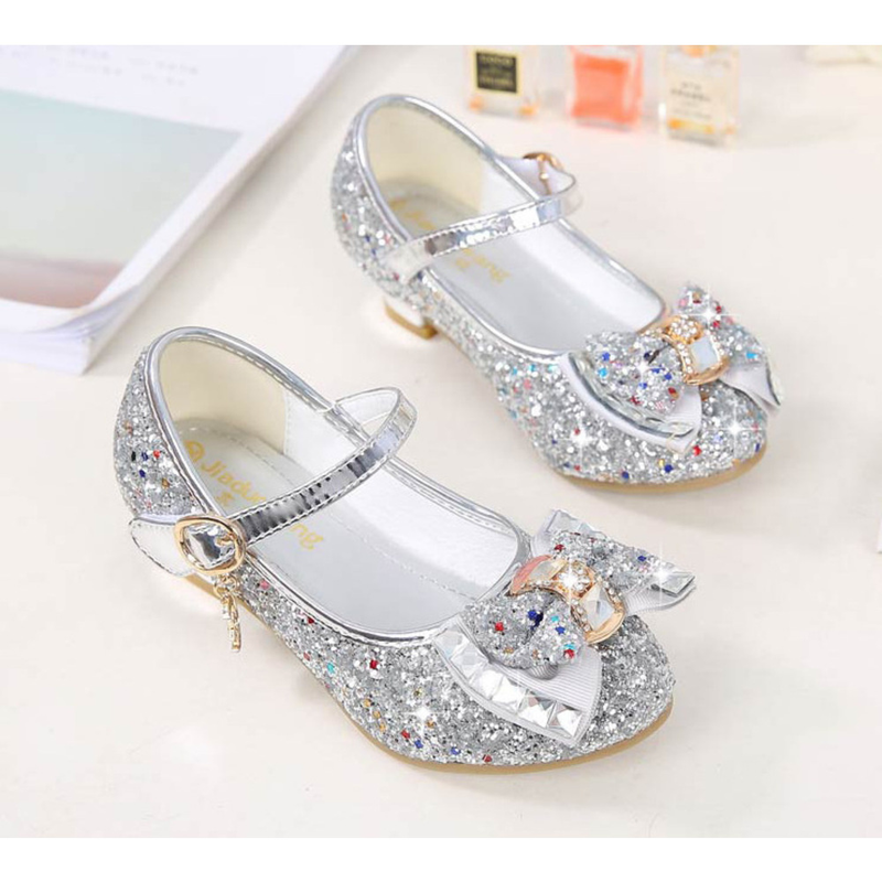 Mädchen Prinzessin Schuhe Kleid Party Hochzeit Schuhe Kleine Mädchen Sandalen Glitzer Schleife Schuhe Kristall High Heels Schuhe für Kinder_voghion.com