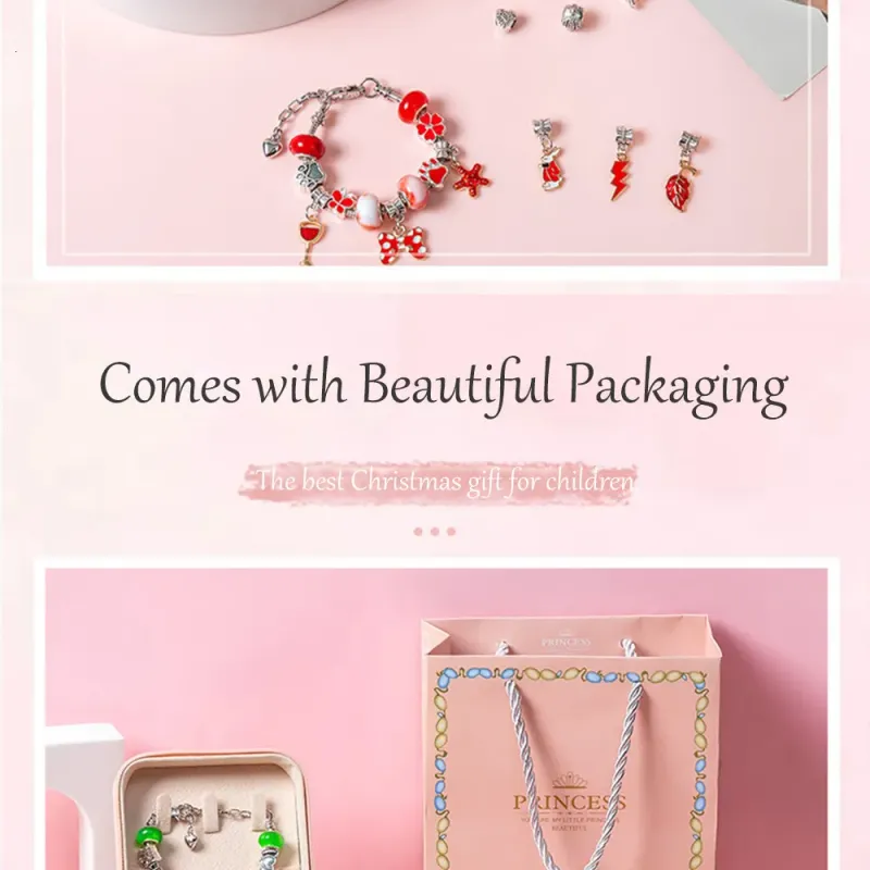 Adventskalender-Armband mit Kette zum Selbermachen für Kinder mit Aufbewahrungsbox, Schmuckset für Mädchen 230511_voghion.com