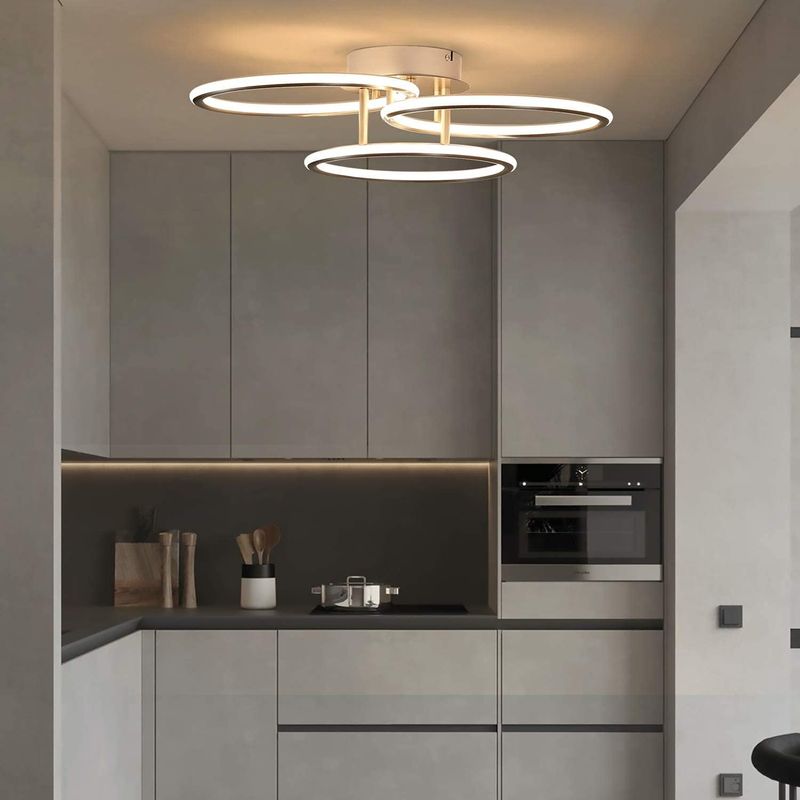 Glitzerlife LED Deckenlampe 3 Flammig Deckenleuchte - Modern Ringe Design Warmweiß Licht 3000K Schlafzimmerlampe 41W Aus Eisen Und Aluminium Bürolampe Für Küche_voghion.com