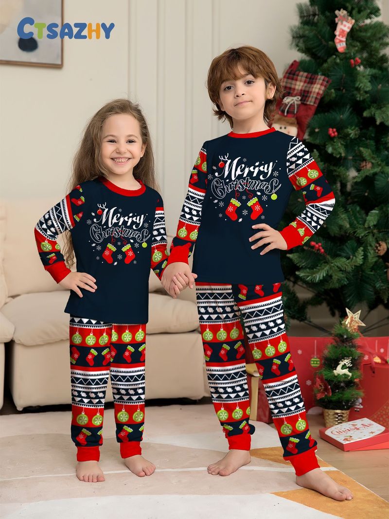 Festive Family Christmas Pajama Set – Matching Holiday Sleepwear With Socks & Ball Prints For Parents, Kids & Pets (S-4XL, 6M-14Y, Dog S-XL)_voghion.com