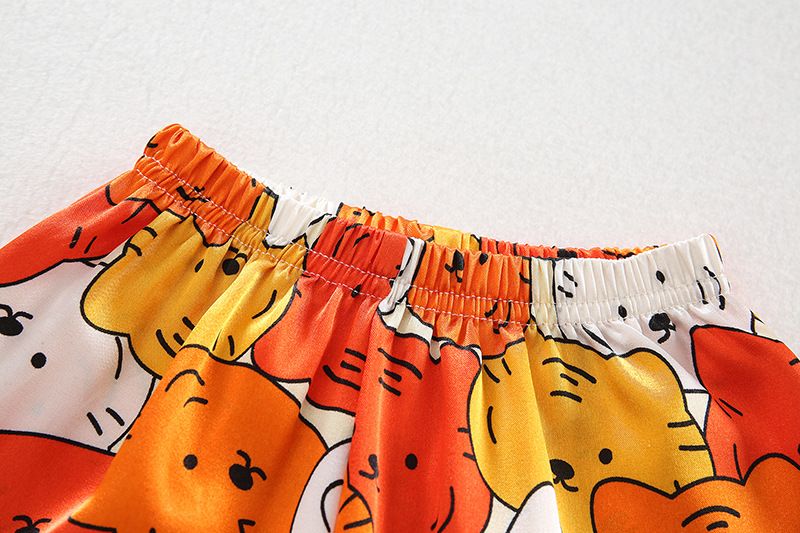Pijamas para niños al por mayor, verano, nuevo, estilo coreano, ropa para el hogar para niños y niñas, dibujos animados de anime, pantalones cortos de manga corta, código 80-160_voghion.com