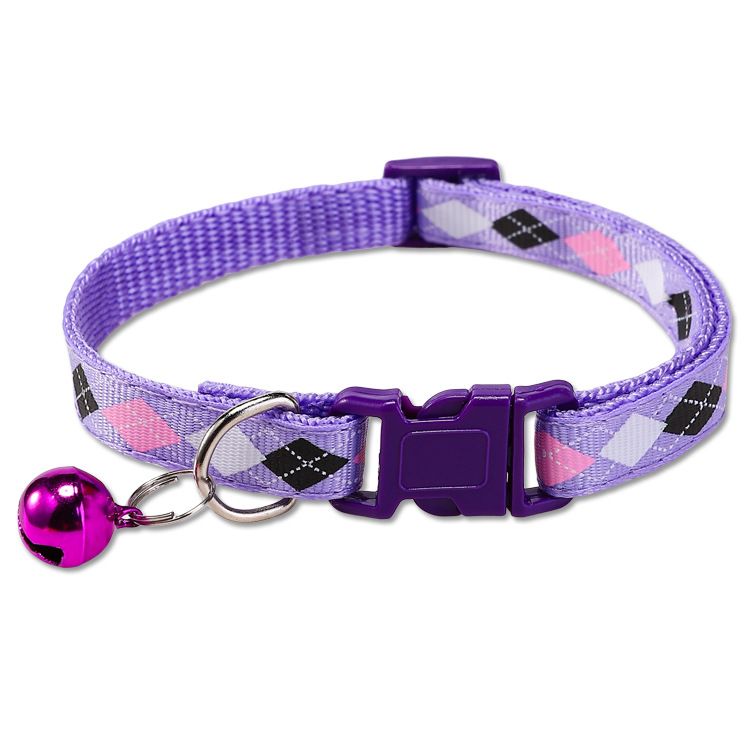 1.0 Plaid Patch Bell Pet Dog Collar In Stock Wholesale Cat_voghion.com