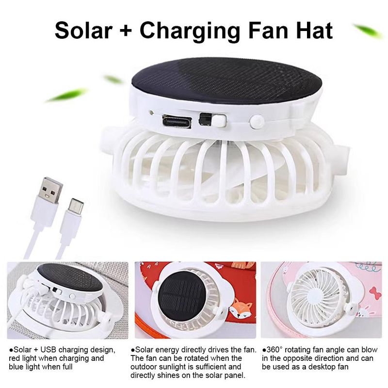 Removable Solar Fan Hat - Outdoor Sunshade Cap_voghion.com