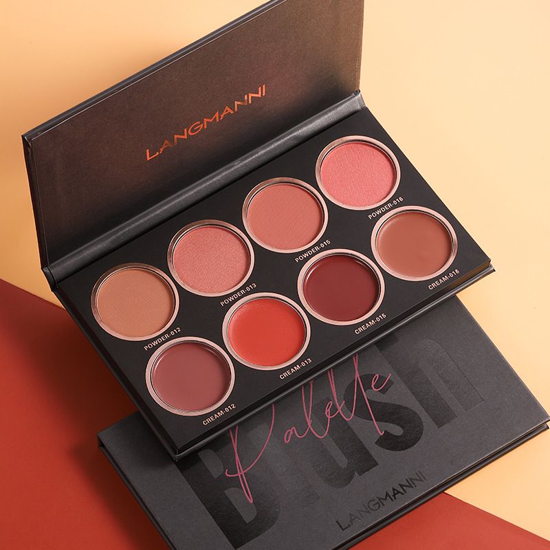 Palette di blush a 8 colori, tavolozza di blush 4 in polvere + 4 in crema, tavolozza di blush per contorni e illuminanti, polvere di blush di lusso leggera opaca brillante brillante_voghion.com