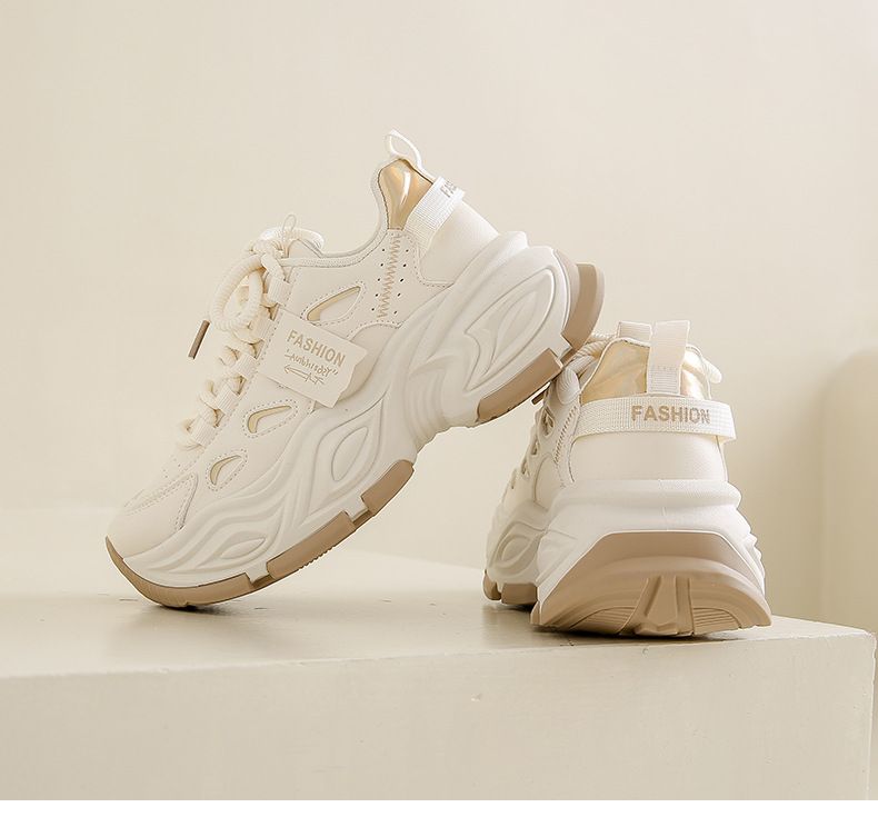 Women's Chunky Sneakers - Thick Sole Platform Shoes For Spring, Comfortable Running & Casual Shoes With Heightening Effect_voghion.com
