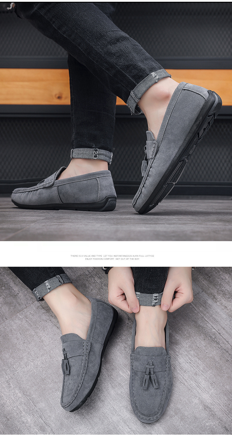 Herrskor Ny stil Trendiga herrskor Slip-on Casual Läderskor Tofs Mjuka Sulor Körskor Herr_voghion.com