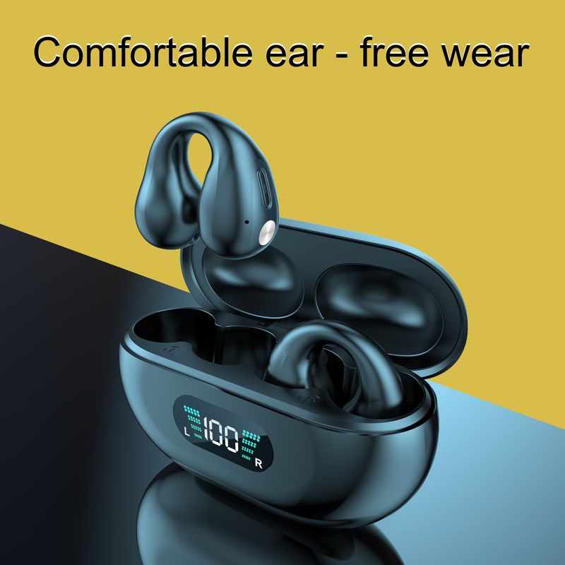 Wireless Headphones Clip Earphones Bluetooth Wireless Bone Conduction TWS Earbuds Clip on Ear Sport Headsets with Microphone_voghion.com
