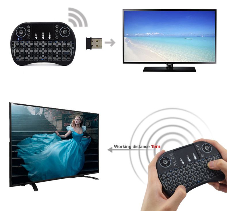 i8 Tastatur mit Hintergrundbeleuchtung Englisch Russisch Spanisch Air Mouse 2,4 GHz Touchpad Handheld Wireless Keyboard für TV BOX Android X96_voghion.com