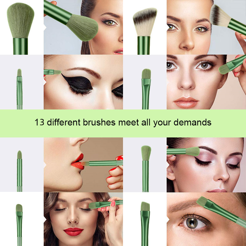 8-13 pedazos de sistema de cepillo del maquillaje, suaves y esponjosos, convenientes para los cosméticos de la belleza, fundación, po del colorete del polvo_voghion.com