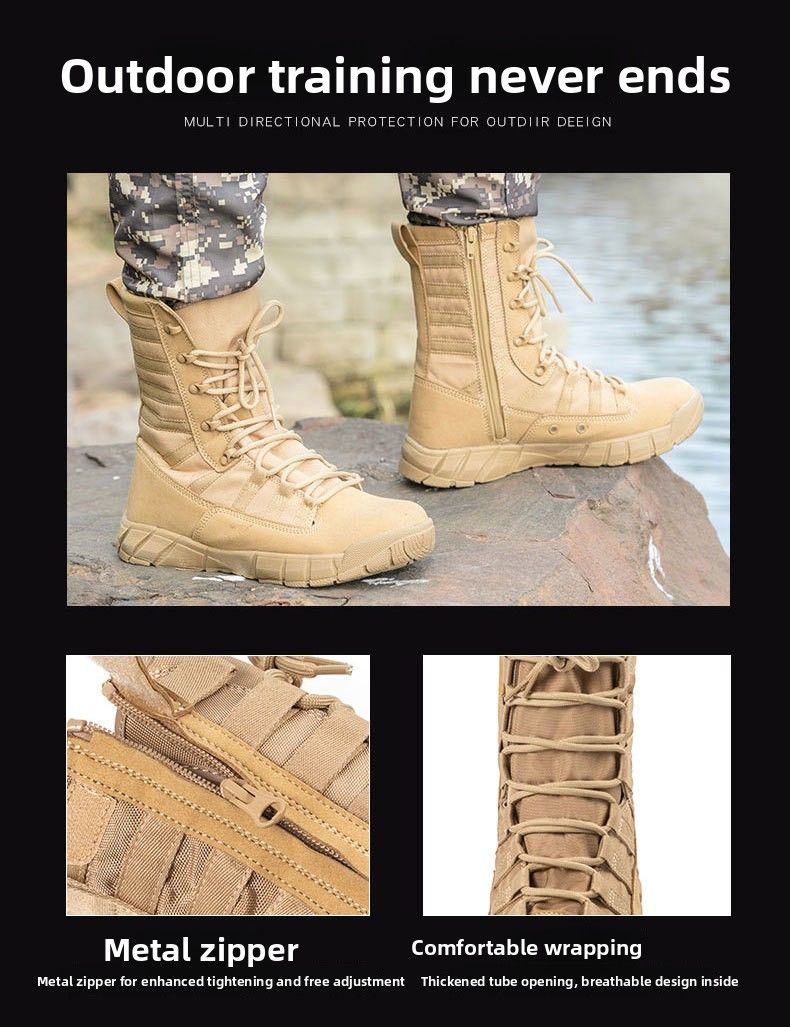 Wanderstiefel High Top Tactical Desert Brown Leichte Kampftrainingsstiefel_voghion.com