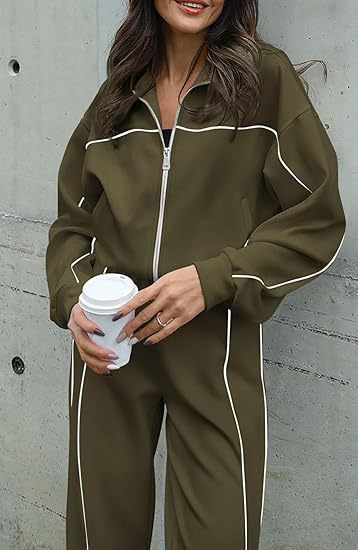 Completo da donna da ufficio a palestra, 2 pezzi: top da allenamento con cerniera completa e pantaloni affusolati (S-XXL, poliestere traspirante, 13 colori, casual da lavoro)_voghion.com
