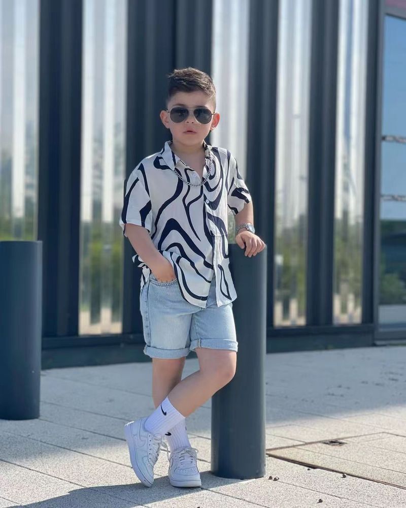 Baby Clothing Hip hop striped printed shirt for hipster kids_voghion.com