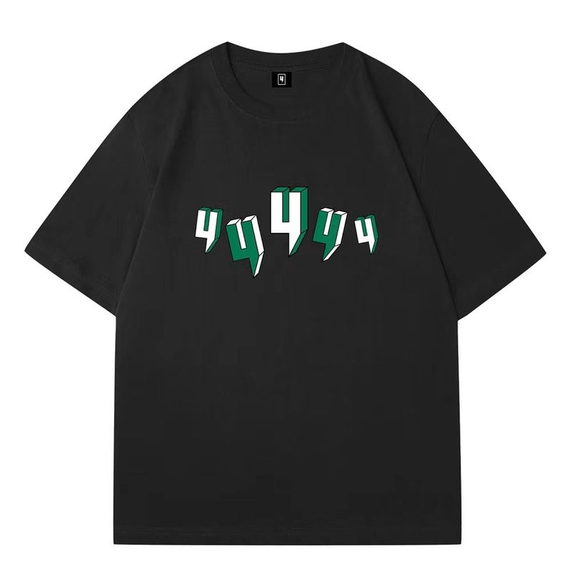 2025 New Fashion Brand 3D Number 4 Printed T-Shirt Gothic High Street Casual Regular Shoulder Top_voghion.com