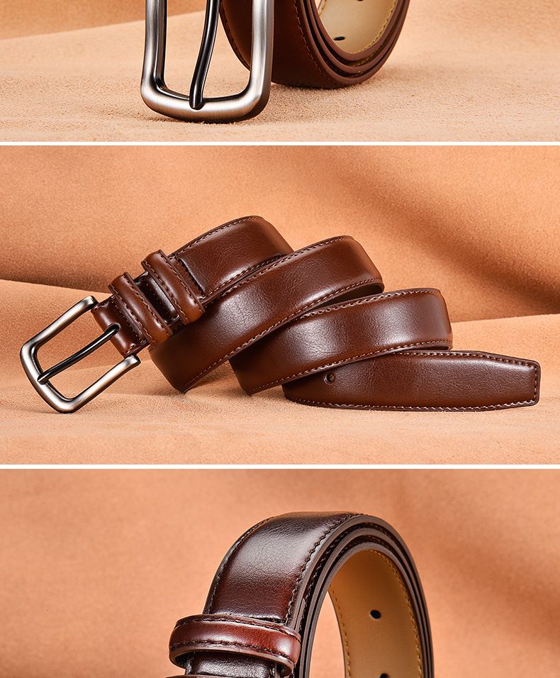 Unisex Herren Ledergürtel Business Herren Leder Casual Dornschließe Gürtel_voghion.com