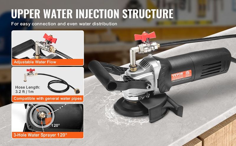 VEVOR Wet Stone Polisher 4-Inch Electric Granite Polisher With 6 Speed & 7 Pads_voghion.com