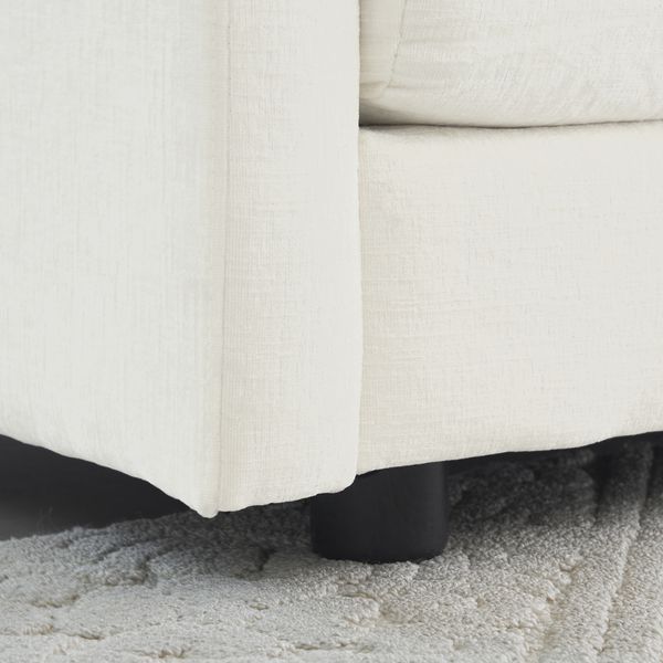 Comfy Deep Single Seat Sofa Upholstered Reading Armchair Living Room Chair White Chenille Fabric , 1 Toss Pillow_voghion.com