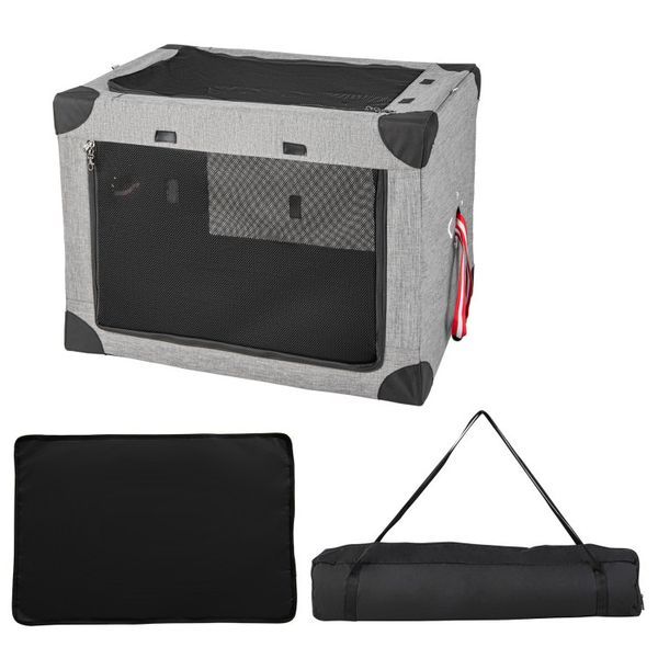 M/L 3-Door Dog Crate With Removable Pad And Metal Frame_voghion.com