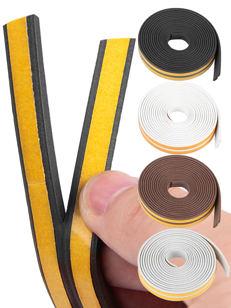 5 Meter Dichtungsstreifen, selbstklebend, Typ D, für Türen, Fenster, Dichtung, schalldichter Gummischaum-Dichtungsstreifen, abgedichteter Kollisionsstreifen_voghion.com