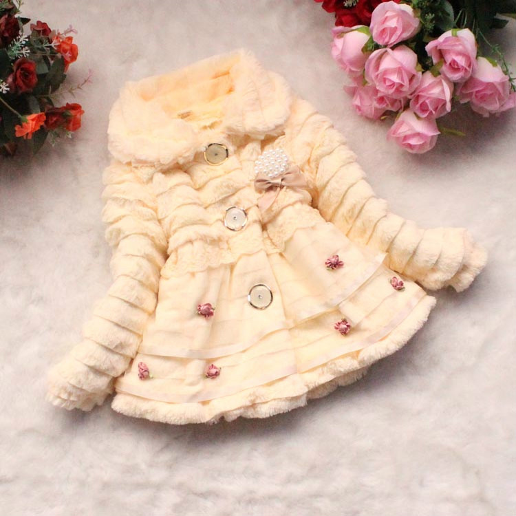 Girls' Foreign Trade Winter Children's Coat Girls' Furry Pearl Pendant Coat Fashion Furry Coat_voghion.com