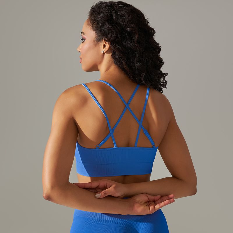 Damkläder sömlösa stickade enfärgade vacker rygg andas cross sport bh löpning fitness yoga bh topp_voghion.com