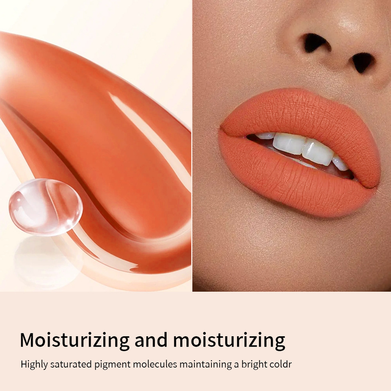 6 Feuchtigkeitsglasur, langanhaltendes und nicht verblassendes, färbendes Flüssig-Make-up, hinterlässt keine Flecken, Tassenfarbe, matte Lippen, rotes Wasser_voghion.com