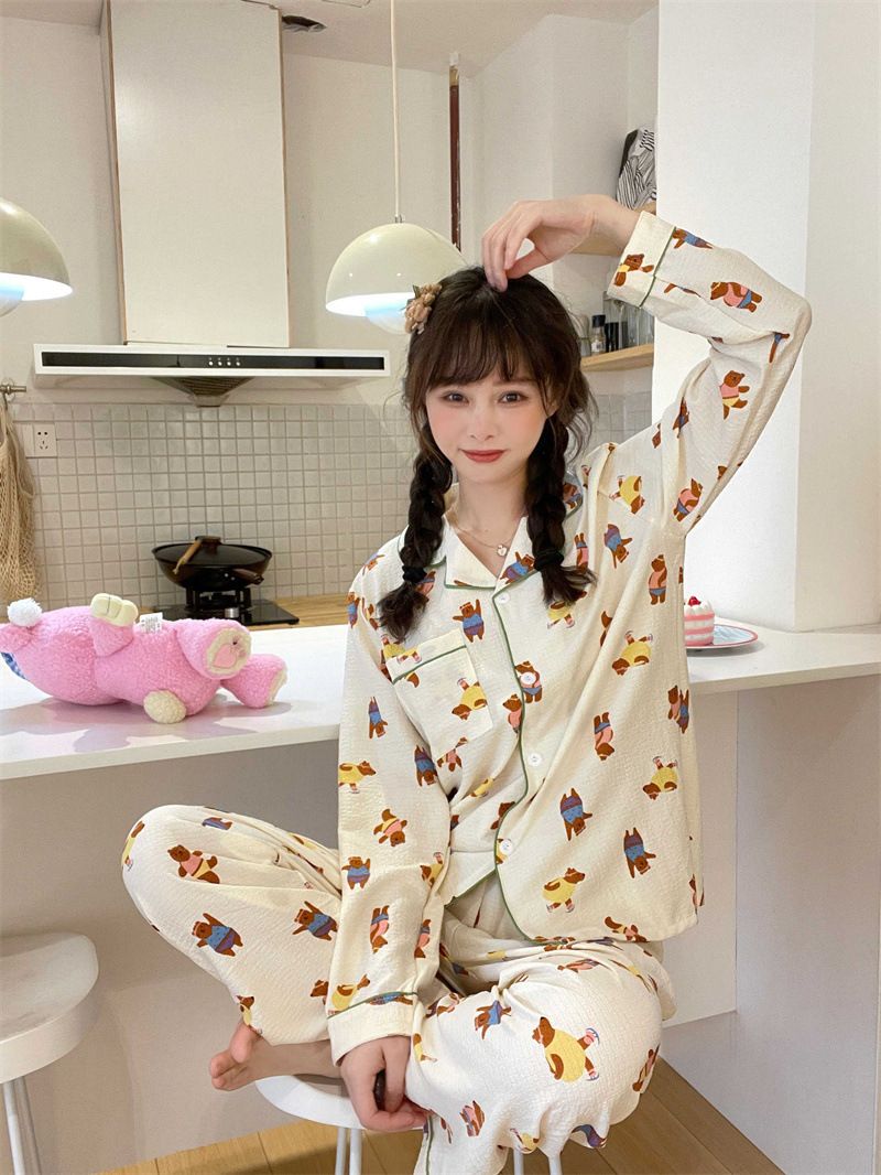 Frühling und Herbst Neue ins stil pyjamas frauen neue blase baumwolle langarm süße stil einfache hause tragen anzug kann getragen werden außerhalb_voghion.com