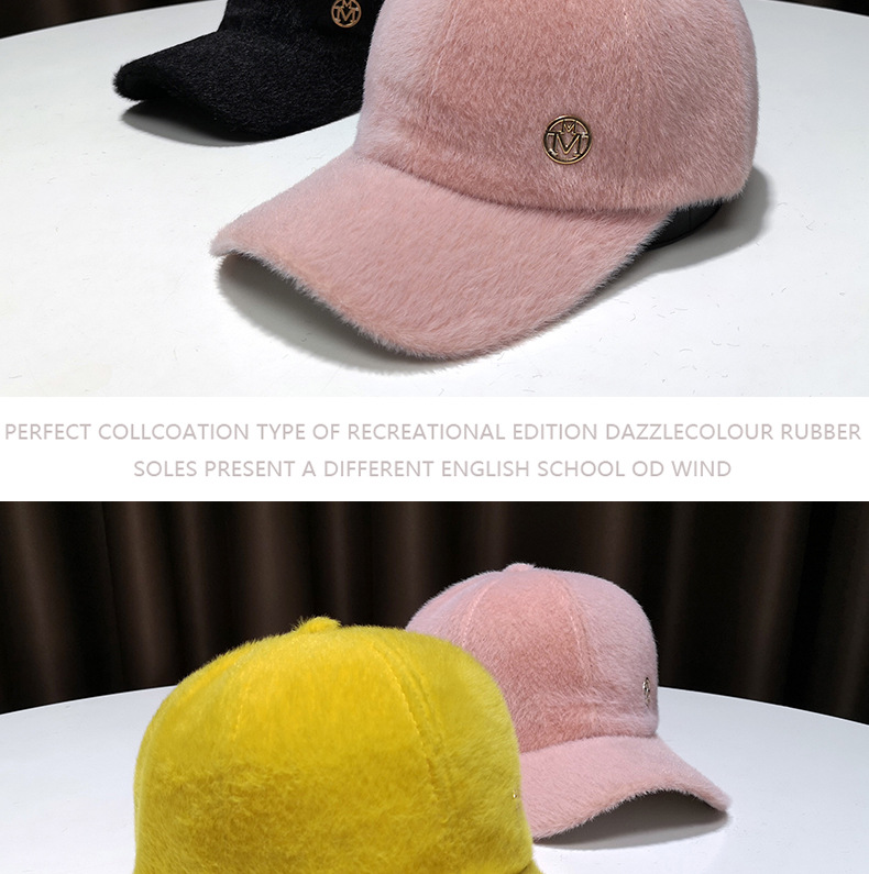 Pelzmütze 2023 Damen Freizeit Frühling, Herbst und Winter Stil Nachahmung Nerz Pelz Plüsch Ente Zunge Hut Herren Vielseitig_voghion.com