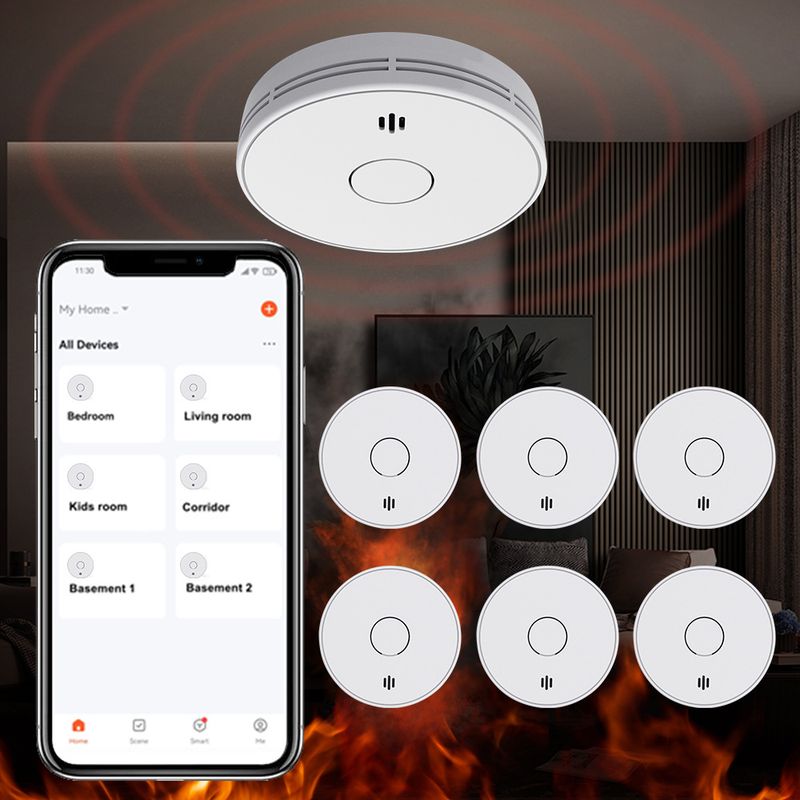 Tuya Fire Smoke Detector Alarm EN14604 10 Year Battery Life_voghion.com