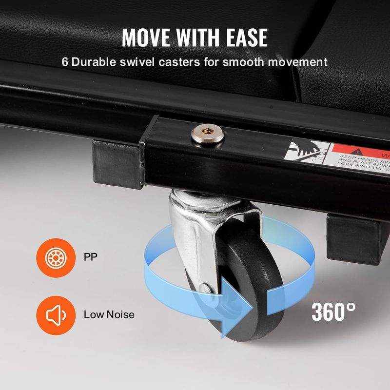 Foldable Z-Creeper 2-in-1 Rolling Creeper Seat, Mechanic Garage Under Car Repair Tool, 330 Lbs Capacity, Full Black_voghion.com