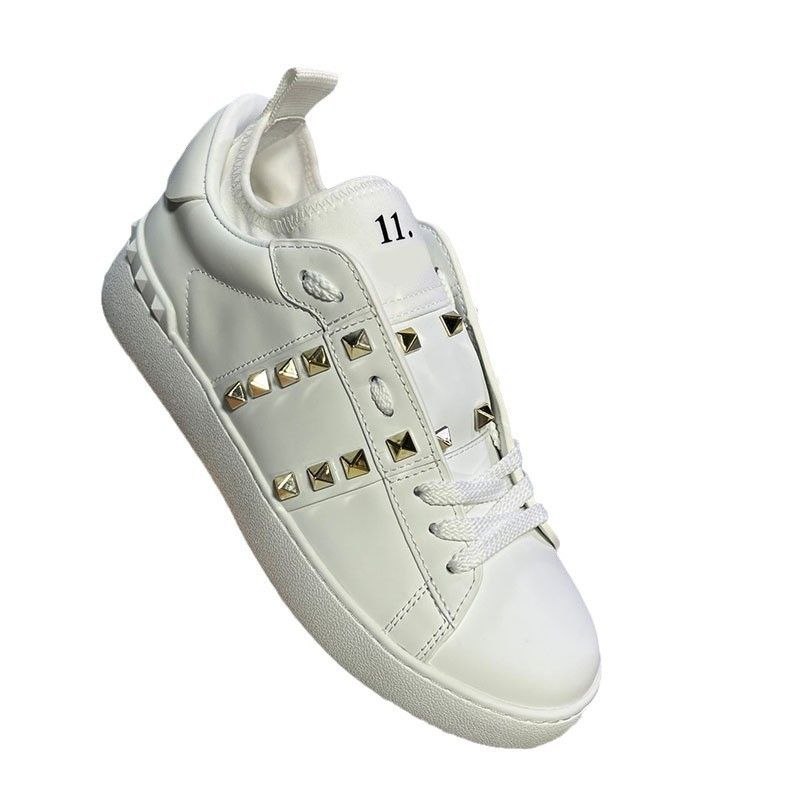 2024 Nuove scarpe da ginnastica V-Home Leisure Sports Rivet bianche in vera pelle, alla moda e alla moda, per uomo e donna_voghion.com