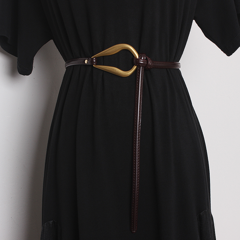 Ceinture fine en cuir véritable pour femmes, nouvelle boucle en fer à cheval, costume décoratif coréen polyvalent, manteau, robe pull, à la mode et simple, nouvelle collection_voghion.com