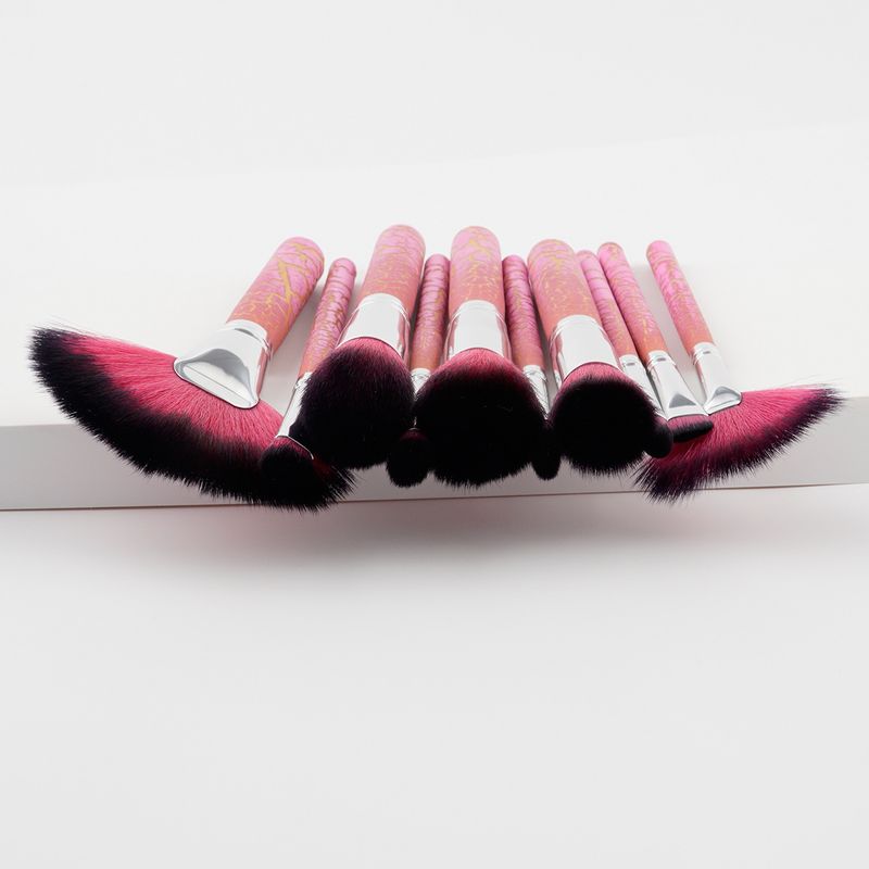 10 pcs makeup brush set makeup tools crackle/yellow handle/red handle fan brush GUJHUI_voghion.com
