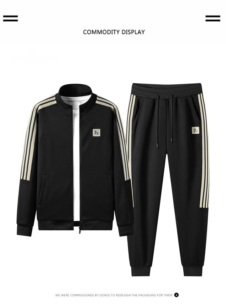 2023 Lente en herfst vrijetijdssportset voor heren, jas, legging, opstaande kraag, sportset met lange mouwen_voghion.com