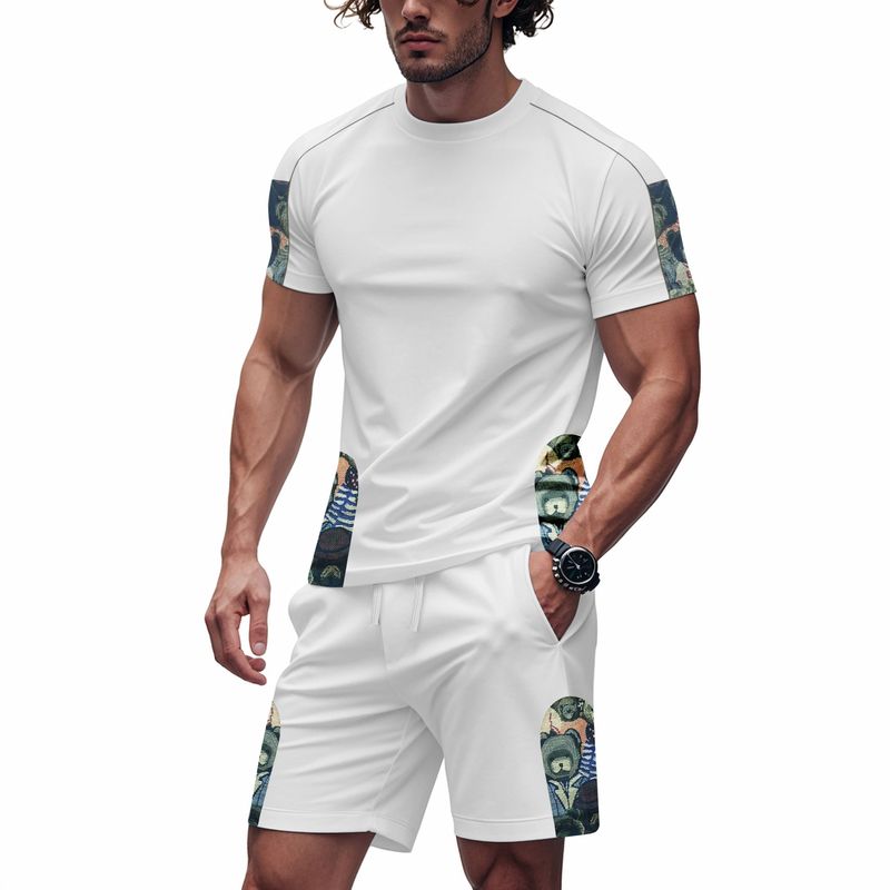 Ensemble short et short à manches courtes et col ras du cou pour homme, style hip-hop, décontracté, tendance, style américain, respirant et ample_voghion.com