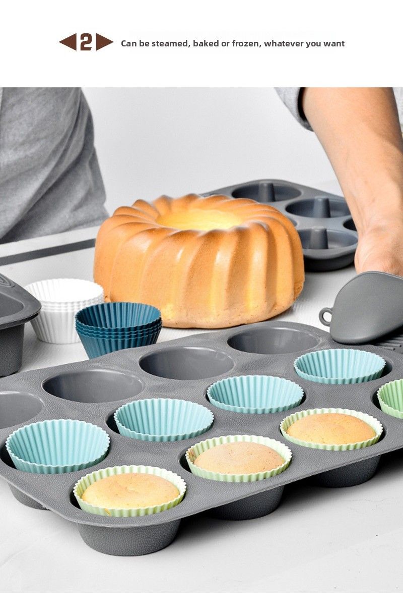 Morandi Color Series Round Set Cake Baking Tart Steamed Egg Baby Food Mold Silicone Muffin Cup_voghion.com