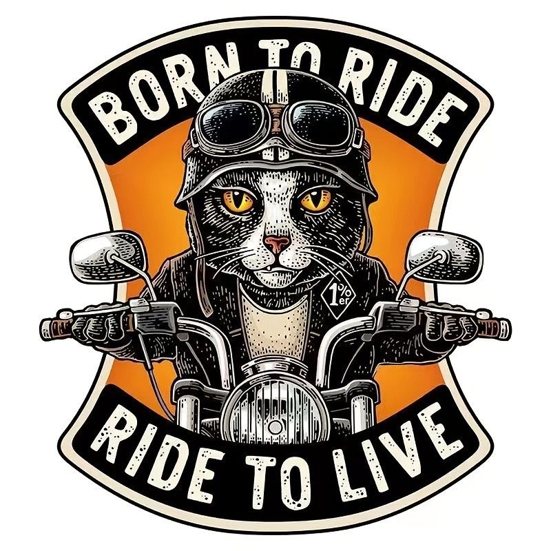 Klassz macskalovas motorkerékpár elektromos autó matricák kreatív Harley motoros jármű dekoráció rajzfilm vízálló autómatricák_voghion.com