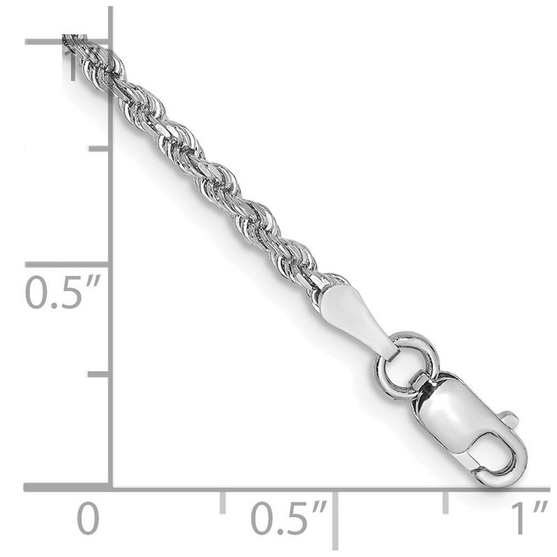 14K White Gold 9 Inch 2mm Diamond-cut Rope With Lobster Clasp Anklet_voghion.com