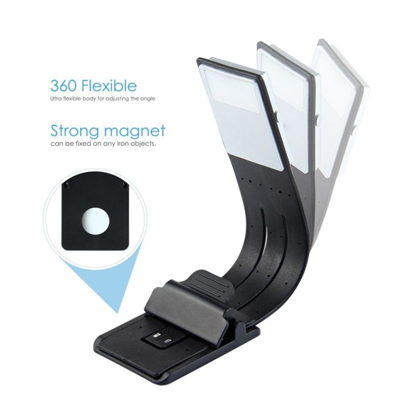 Lampada da lettura ricaricabile, luce compatta per libri, luce LED flessibile, lampada LED con clip per Kindle_voghion.com