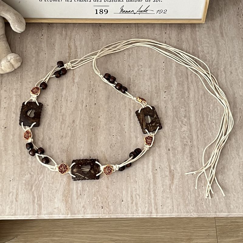 Boho Ethno Gewebter Damengürtel, Dünner Dekorativer Gürtel für Kleider, Seil, Accessoires, Taillenkette, Mori Style_voghion.com