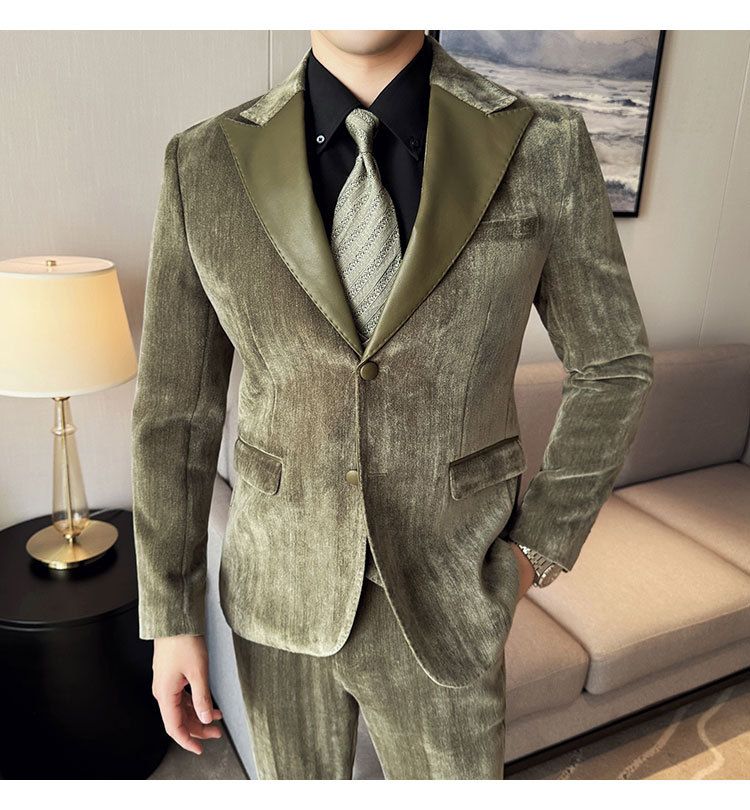 Męska odzież jesień i zima designerskie skórzane garnitury retro wysokiej klasy moda slim fit trzyczęściowe garnitury_voghion.com