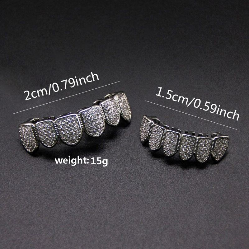 Apparecchio per Hip Hop, micro intarsi in zircone di rame con placcatura in oro vero, decorazione per denti che non sbiadisce, esagerato_voghion.com